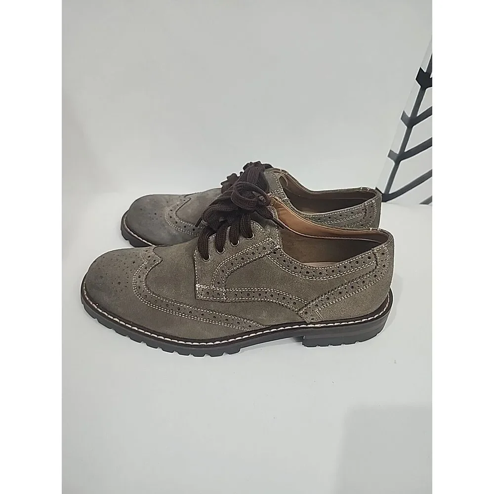 Steve Madden Men's Size 9.5 Wingtip Oxford Shoe Suede Leather Casual Dress Brown